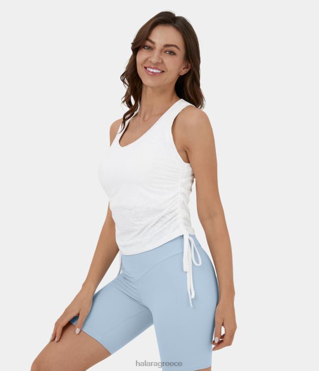 u casual φανελάκι με κορδόνι περίσφιξης από ζακάρ στο λαιμό γυναίκες Halara 4TH821650 είδη ένδυσης άσπρο