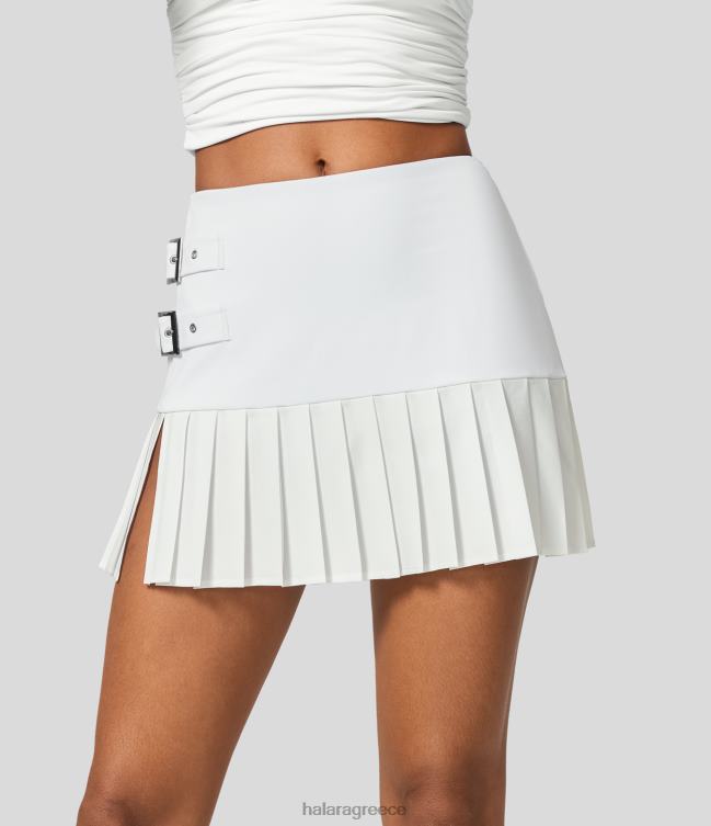 άνετη μεσαία όψη διακοσμητική αγκράφα πλισέ σπαστή 2 σε 1 μίνι casual φούστα γρήγορου στεγνώματος γυναίκες Halara 4TH82583 είδη ένδυσης άσπρο