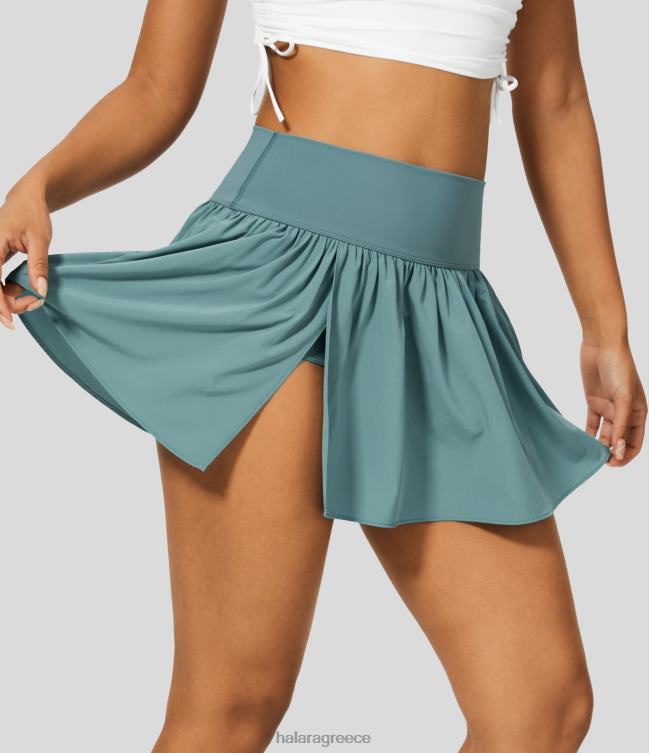 άνετη ψηλόμεση λεπτή, σπαστή 2 σε 1, γρήγορη και στεγνή μίνι casual φούστα γυναίκες Halara 4TH82617 είδη ένδυσης ορυκτό μπλε
