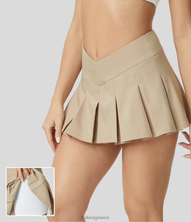 Μίνι casual φούστα με πλισέ, αόρατο φερμουάρ σε σχήμα v γυναίκες Halara 4TH82599 είδη ένδυσης χαλίκι