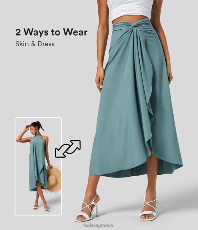 άνετη ψηλόμεση στριφτή τυλιγμένη γραβάτα πίσω γρήγορη στεγνή φούστα resort γυναίκες Halara 4TH82519 είδη ένδυσης πρωτότυπο