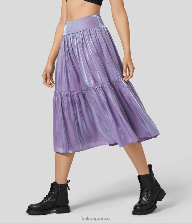 Ψηλόμεση shired πλάτη πτυχωτή midi λάμψη casual κλιμακωτή φούστα γυναίκες Halara 4TH82748 είδη ένδυσης ραψωδία