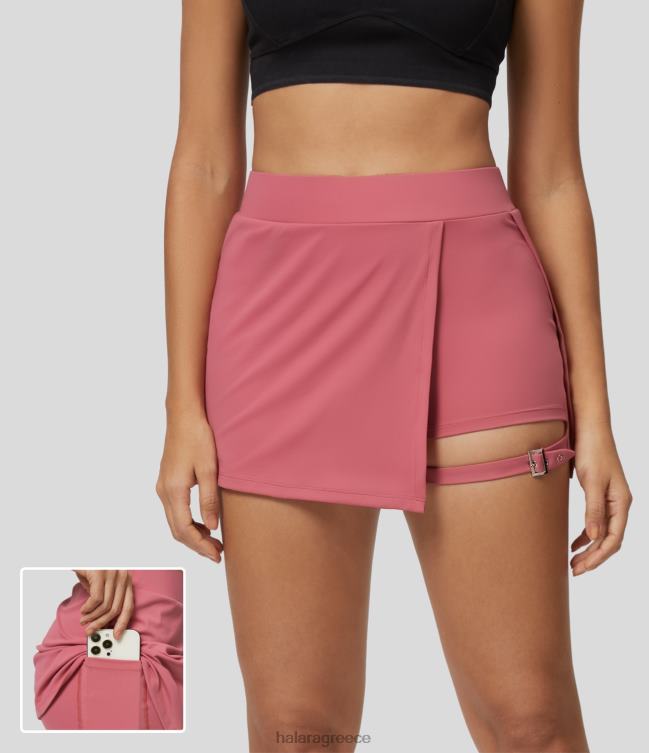softlyzero βελούδινη ψηλόμεση 2 σε 1 πλαϊνή τσέπη με ρυθμιζόμενη πόρπη bodycon μίνι casual φούστα γυναίκες Halara 4TH82544 είδη ένδυσης begonia rouge