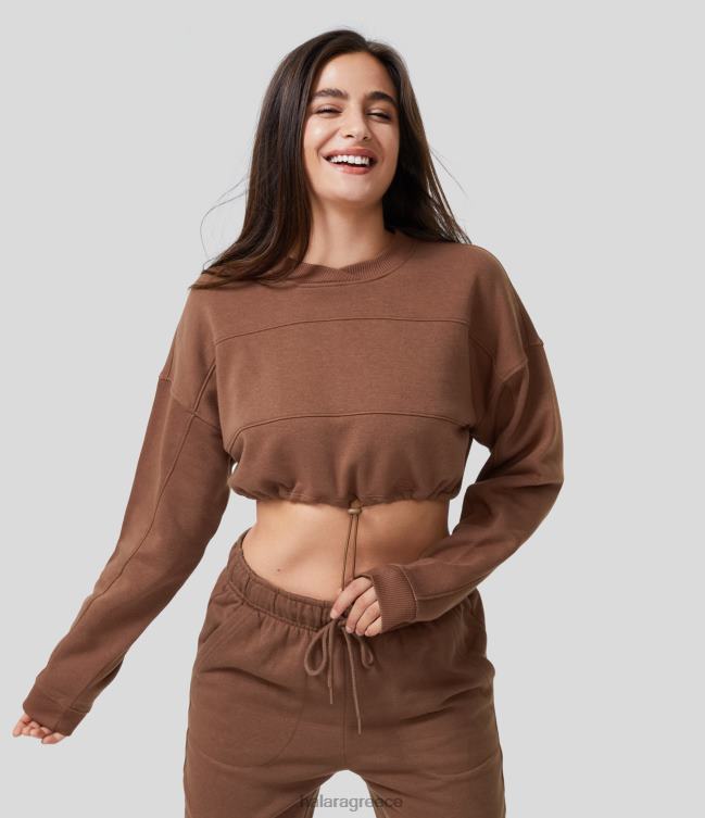 casual βαμβακερό φούτερ με μακριά μανίκια με κορδόνι περίσφιξης γυναίκες Halara 4TH821964 είδη ένδυσης κοκκινόμαυρος