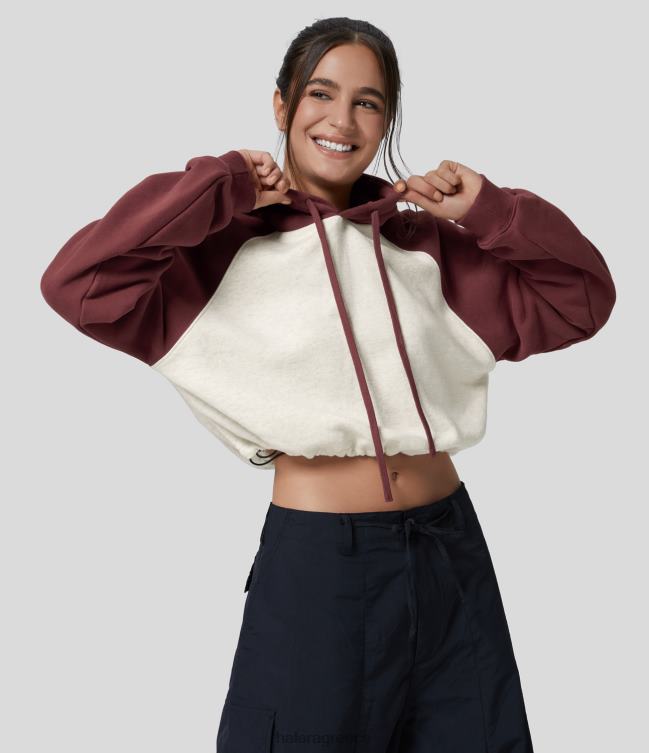 casual βαμβακερό φούτερ με κουκούλα με μακρύ μανίκι ρυθμιζόμενο κορδόνι περίσφιξης γυναίκες Halara 4TH821995 είδη ένδυσης κονιάκ σαρωτή