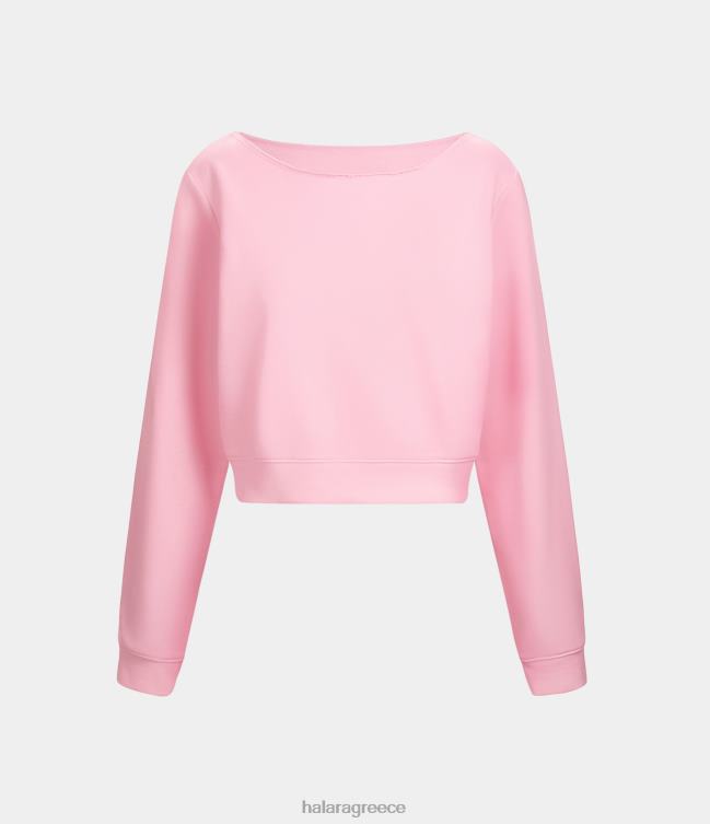 μασίφ μακρυμάνικο με έναν ώμο cropped fleece casual βαμβακερό φούτερ γυναίκες Halara 4TH821959 είδη ένδυσης κοκκινίζοντας νύφη