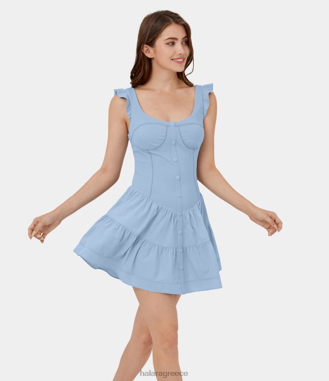 Μίνι γρήγορο στεγνό καθημερινό φόρεμα με κορσέ κορσέ με κουμπιά λαιμόκοψης γυναίκες Halara 4TH821068 είδη ένδυσης πρωτότυπο