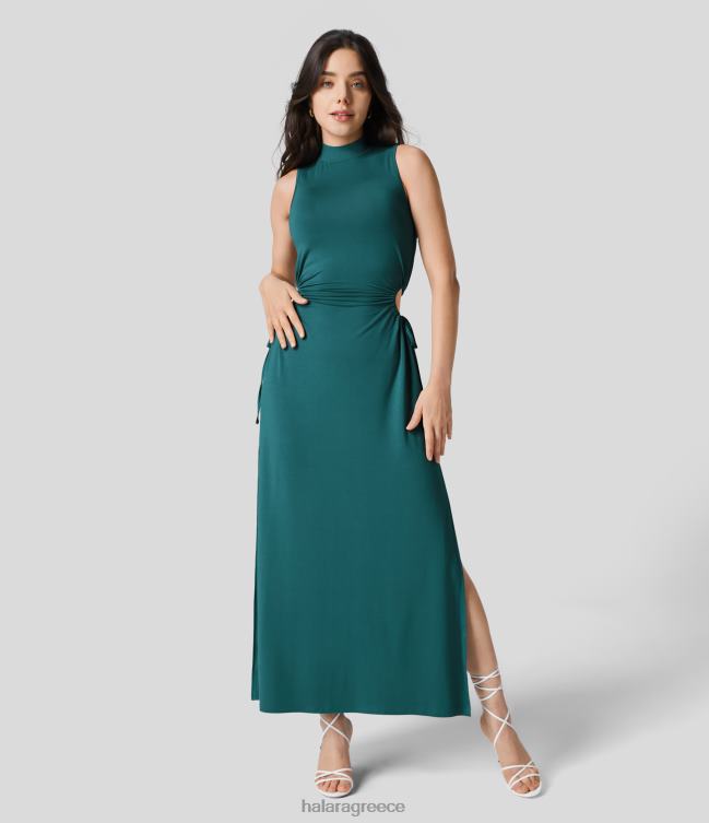 ψεύτικο λαιμόκοψη αμάνικο φόρεμα με κομμένο κορδόνι περίσφιξης μάξι casual γυναίκες Halara 4TH821192 είδη ένδυσης κόλπος Τσέζαπικ