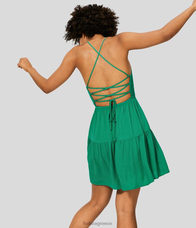 εξώπλατο σταυρωτό ρυθμιζόμενο λουράκι με λεπτοκομμένο λεπτοκομμένο μίνι casual φόρεμα γυναίκες Halara 4TH82973 είδη ένδυσης είδος παπαγάλου