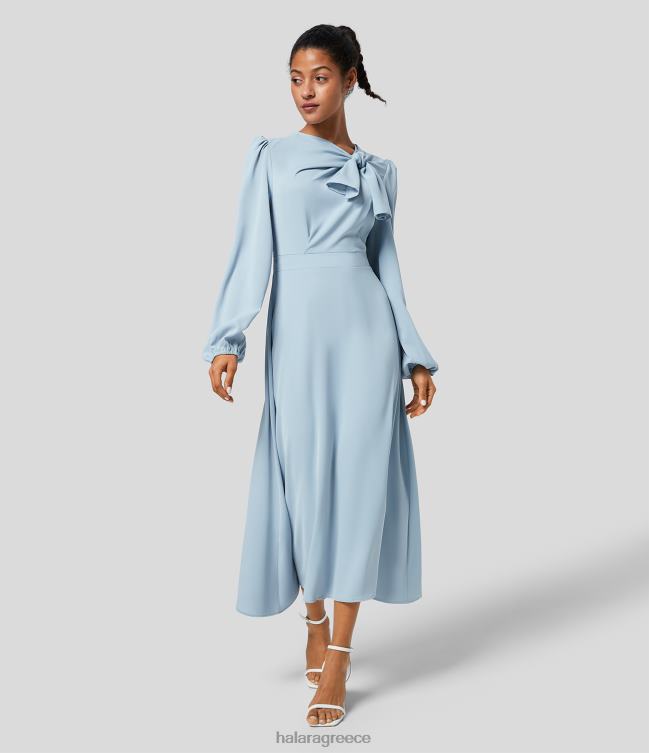 λαιμόκοψη φουσκωτό μανίκι πίσω φερμουάρ flowy midi φόρεμα εργασίας γυναίκες Halara 4TH821161 είδη ένδυσης πράσινο μέντας