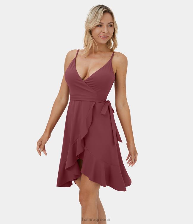 softlyzero αέρινο βαθύ κατά λαιμό ρυθμιζόμενο λουράκι χωρίς πλάτη ζώνη με βολάν στρίφωμα midi cool touch casual φόρεμα-χωρίς liner σορτς γυναίκες Halara 4TH821170 είδη ένδυσης είδος δέρματος