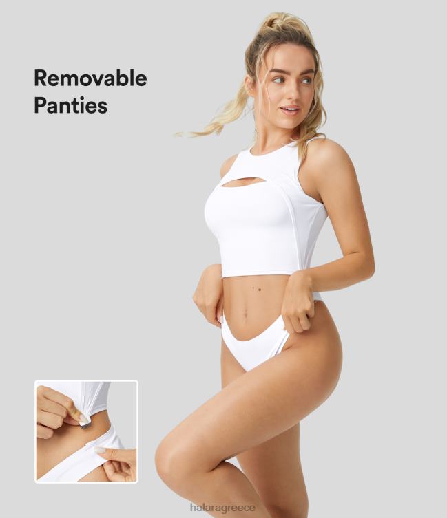 softlyzero αέρινο, αμάνικο, αφαιρούμενο εσώρουχο χωρίς ραφή, casual κορμάκι γυναίκες Halara 4TH822061 είδη ένδυσης άσπρο