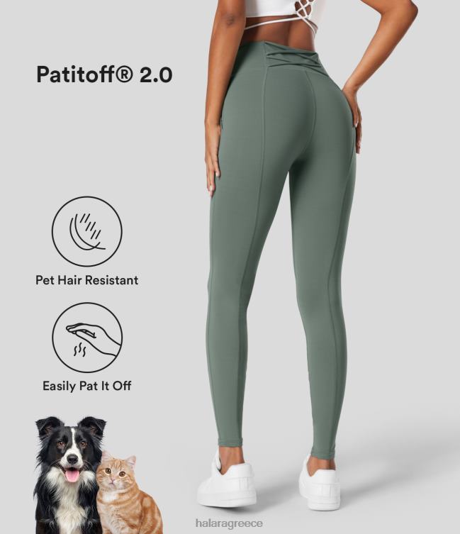 Patitoff 2.0 ανθεκτικά μαλλιά κατοικίδιων ζώων με ψηλόμεσο πλαϊνό κολάν σταυρωτό casual ολόσωμο γυναίκες Halara 4TH821551 είδη ένδυσης γκρίζο πράσινο της Ουάσιγκτον