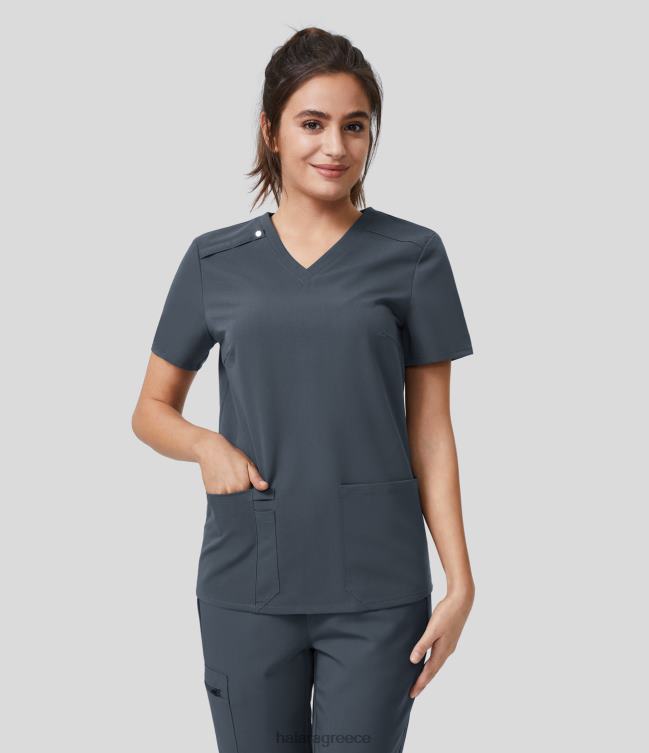 v μπλούζα εργασίας πολλαπλών λειτουργιών με υποδοχή στυλό τσέπης μπροστά στο λαιμό γυναίκες Halara 4TH821669 είδη ένδυσης ομίχλη γκρι μπλε