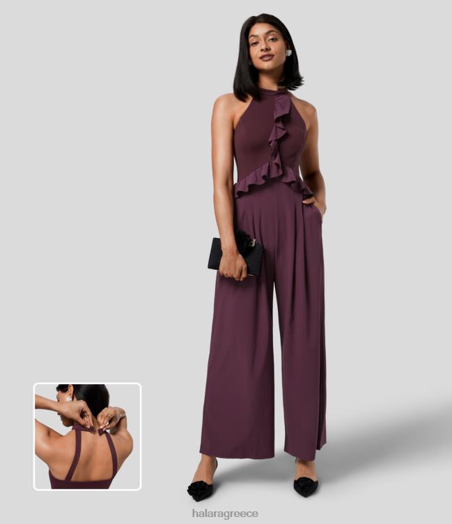 άνετο καπίστρι βολάν πόρπη εξώπλατη τσέπη φαρδύ πόδι γρήγορο στέγνωμα παράνυμφου & καλεσμένος γάμου γυναίκες Halara 4TH822087 είδη ένδυσης αμάραντος