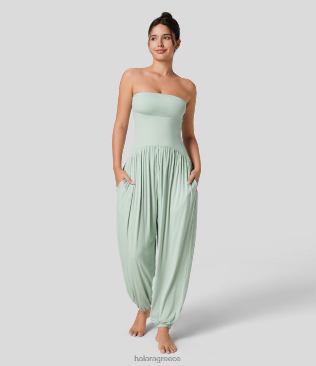 casual ολόσωμη φόρμα με ραβδώσεις, χωρίς πλάτη, πλαϊνή τσέπη γυναίκες Halara 4TH822068 είδη ένδυσης πιο ωραίος νεφρίτης