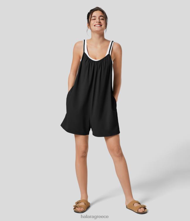 Μακαρονάδα ρυθμιζόμενο λουράκι πλαϊνή τσέπη μασίφ φαρδύ πόδι casual ολόσωμη φόρμα γυναίκες Halara 4TH822074 είδη ένδυσης παπούτσι βρύσης