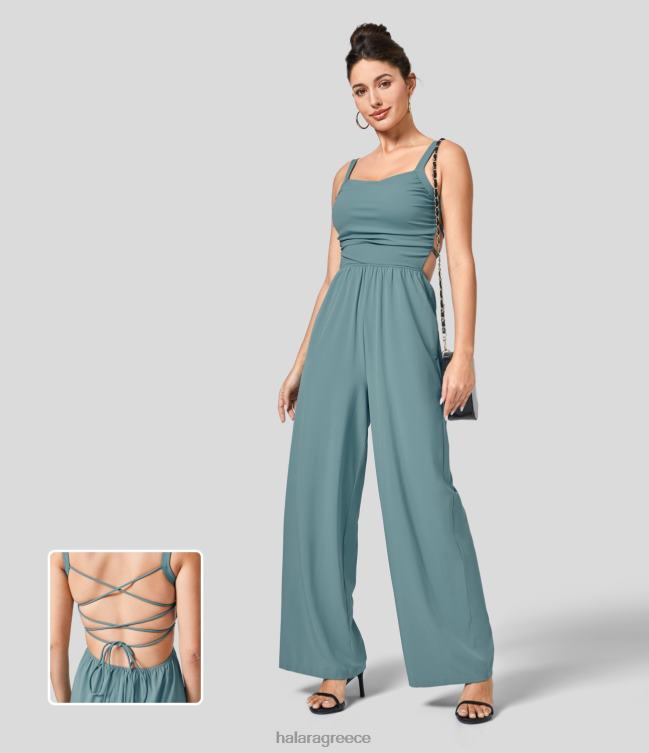 ανεμοδαρμένο σταυρωτό κορδόνι με κορδόνι στο πλάι στο πλάι της τσέπης γρήγορο στεγνό casual φόρμα γυναίκες Halara 4TH822095 είδη ένδυσης πέτρινο μπλε