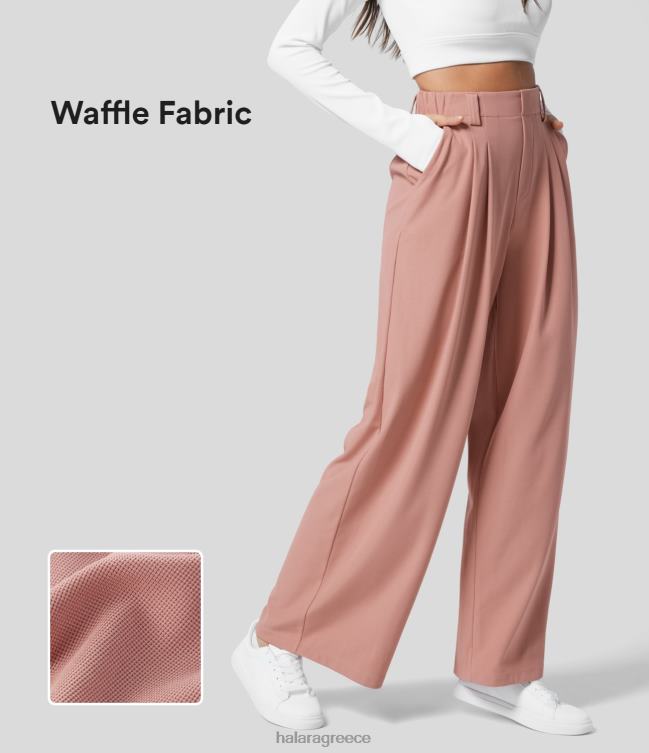 Παντελόνι εργασίας με φαρδιά πλαϊνή τσέπη με ψηλόμεσο πλισέ γυναίκες Halara 4TH82113 είδη ένδυσης τριαντάφυλλο μαύρισμα