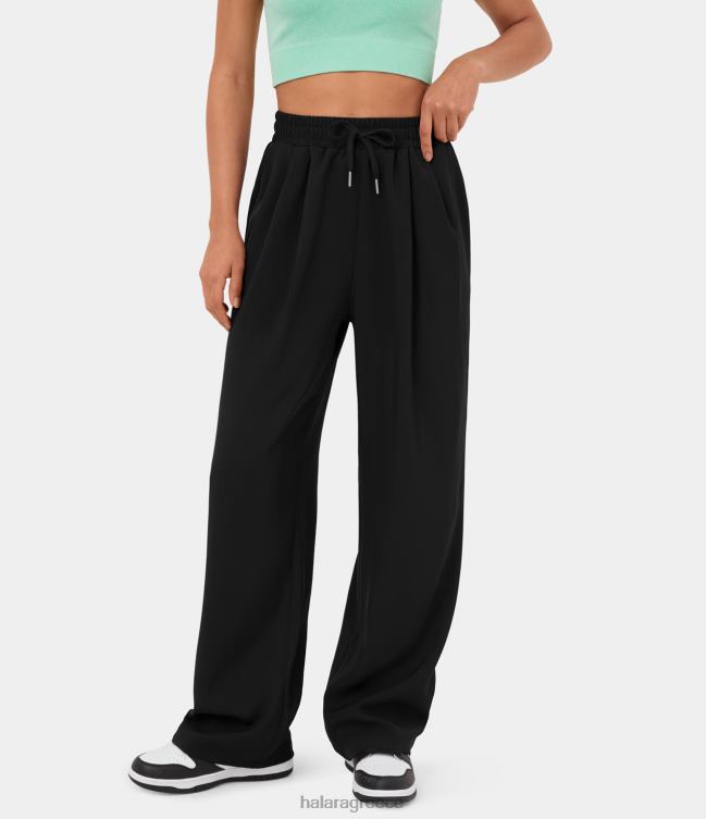 Ψηλόμεσο παντελόνι με πλαϊνή τσέπη με κορδόνι περίσφιξης γυναίκες Halara 4TH82214 είδη ένδυσης μαύρος