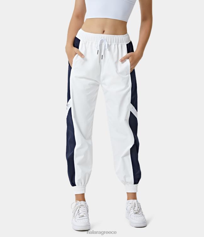 μεσαίο παντελόνι με κορδόνι περίσφιξης με πλαϊνή τσέπη, έγχρωμο μπλοκ γυναίκες Halara 4TH82269 είδη ένδυσης άσπρο