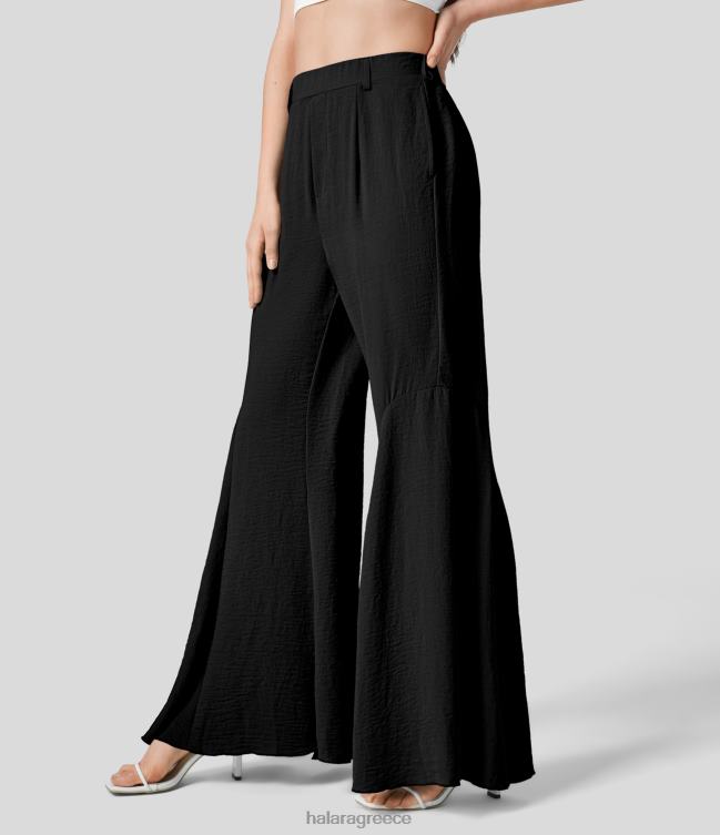Ψηλόμεση πλαϊνή τσέπη, λεπτή, χαλαρή παντελόνα γυναίκες Halara 4TH82383 είδη ένδυσης μαύρος