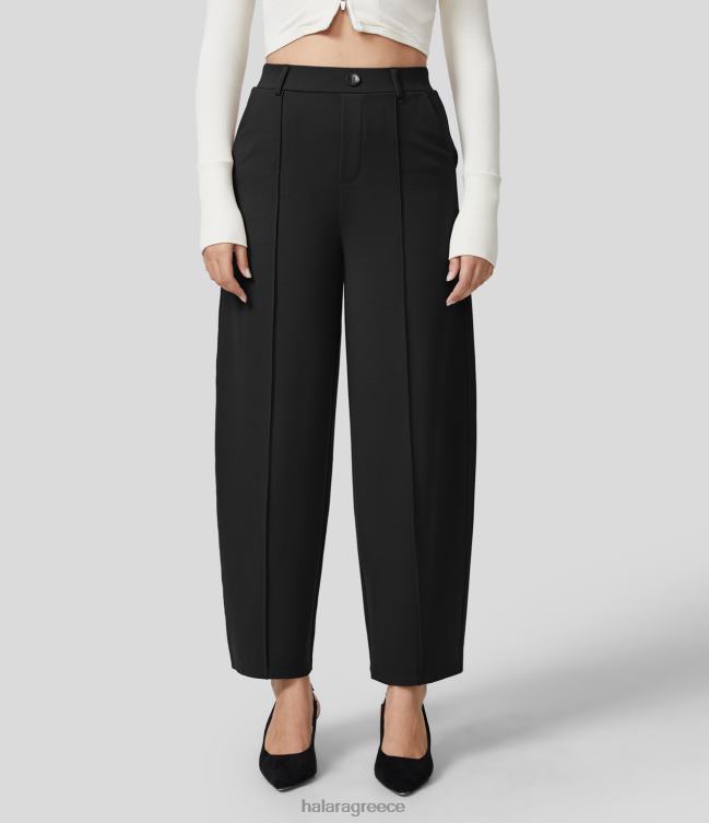 ψηλόμεσο παντελόνι εργασίας με πολλές τσέπες μπροστινή ραφή γυναίκες Halara 4TH82414 είδη ένδυσης μαύρος