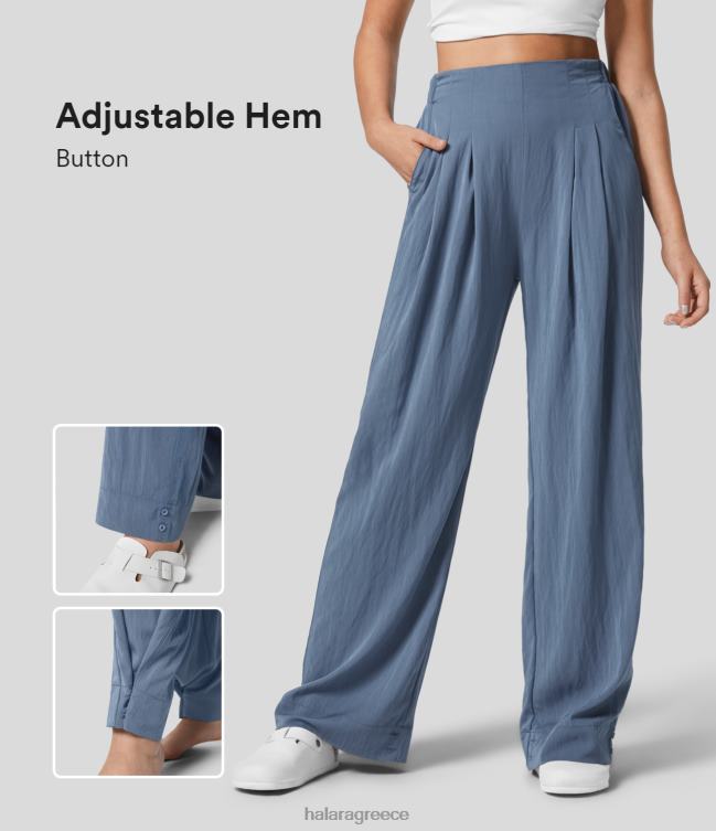 Ψηλόμεση ελαστική ζώνη μέσης πλαϊνή τσέπη με ρυθμιζόμενο στρίφωμα ίσιο παντελόνι γυναίκες Halara 4TH82425 είδη ένδυσης άγριος άνεμος