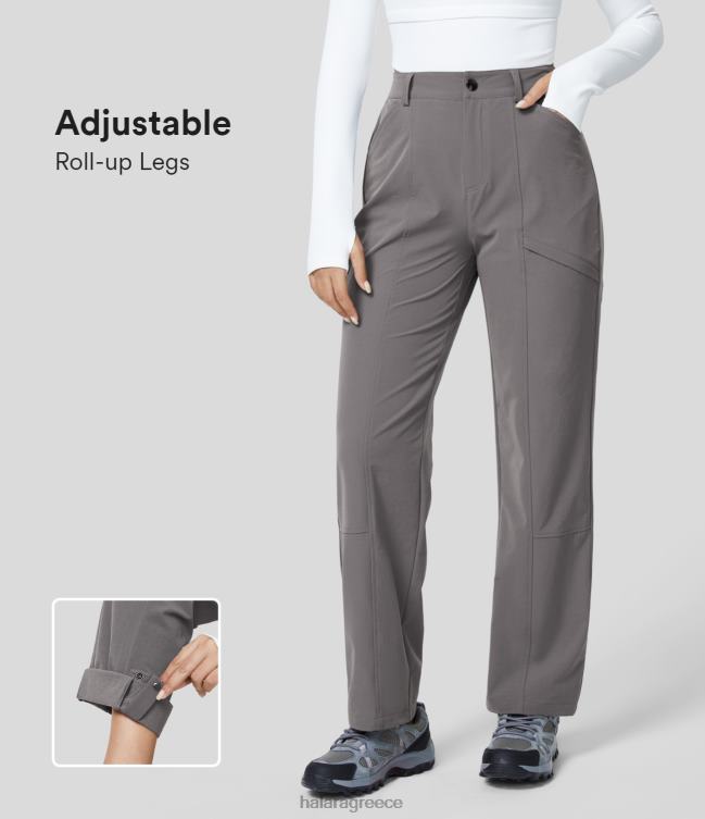 Παντελόνι εργασίας με ψηλή μέση πλαϊνή τσέπη με ρυθμιζόμενο κουμπί που κουμπώνει με ρολό στα πόδια γυναίκες Halara 4TH82437 είδη ένδυσης μέτωπο καταιγίδας