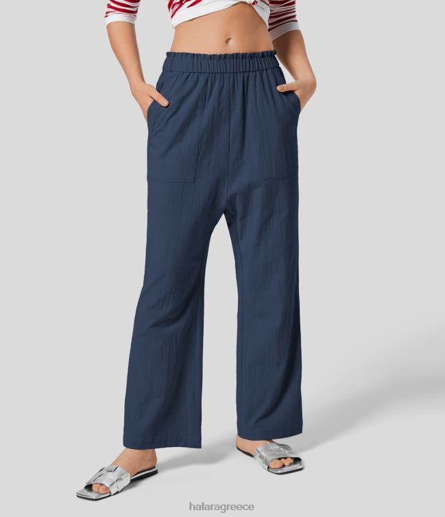 βαμβακερό παντελόνι χαρέμι ​​θέρετρο χαμηλού ύψους γυναίκες Halara 4TH82484 είδη ένδυσης διακριτικά μπλε