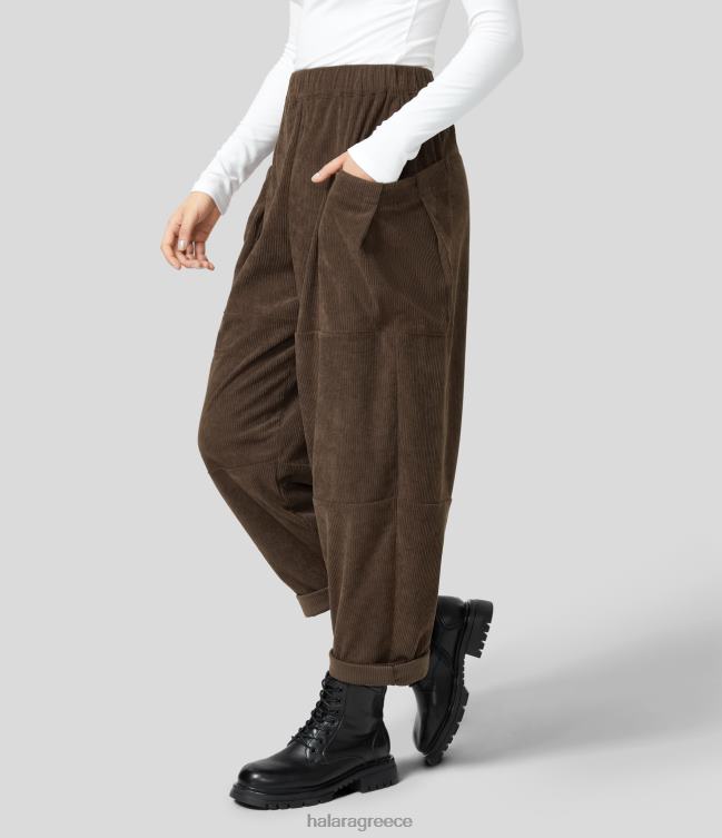 κοτλέ με ψηλόμεσο casual παντελόνι στο πλάι γυναίκες Halara 4TH82466 είδη ένδυσης demitasse