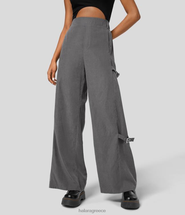 casual παντελόνι με ρυθμιζόμενη πόρπη με ψηλόμεση πλαϊνή τσέπη γυναίκες Halara 4TH82480 είδη ένδυσης κασσίτερος