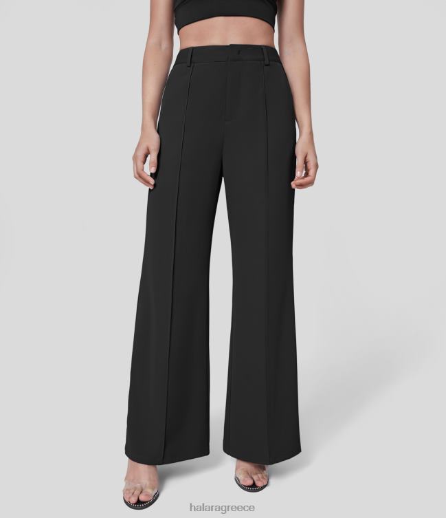 Παντελόνι εργασίας flare κοστούμι με ψηλόμεσο ελαστικό στη μέση πλαϊνή τσέπη γυναίκες Halara 4TH82355 είδη ένδυσης μαύρος