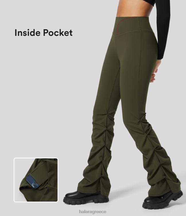 softlyzero eco ψηλόμεσο παντελόνι με στρώσεις τσέπης, casual flare γυναίκες Halara 4TH82333 είδη ένδυσης δασική νύχτα