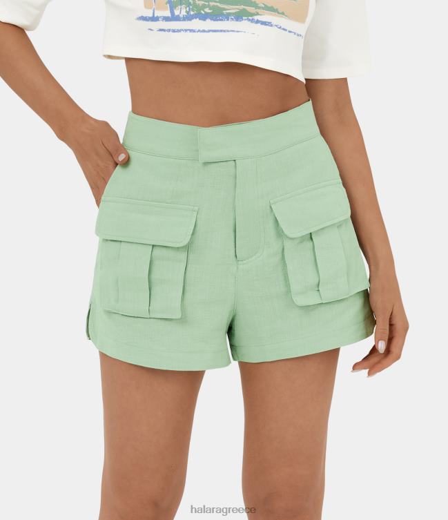 ψηλόμεσο με φερμουάρ στο πλάι τσέπη με κυρτό στρίφωμα casual cargo βαμβακερό σορτς 2,5'' γυναίκες Halara 4TH82279 είδη ένδυσης aqua αφρός