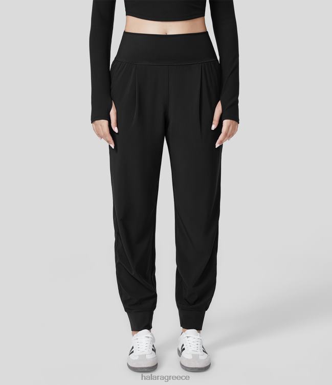 άνετη ψηλόμεση πλαϊνή τσέπη που στεγνώνει γρήγορα και περιστασιακά τζόγκερ γυναίκες Halara 4TH8235 είδη ένδυσης μαύρος