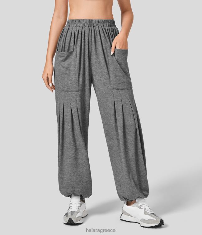 ψηλόμεση μπροστινή τσέπη κομμένα χαλαρά χαλαρά τζόγκερ γυναίκες Halara 4TH8272 είδη ένδυσης αγαπητέ γκρι φλοράλ νήματα