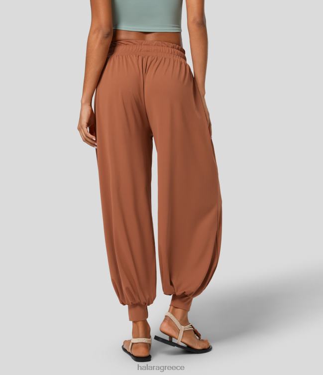 Χαμηλό κορδόνι περίσφιξης πλαϊνή τσέπη boho casual joggers γυναίκες Halara 4TH8216 είδη ένδυσης κεχριμπαρένιο καφέ