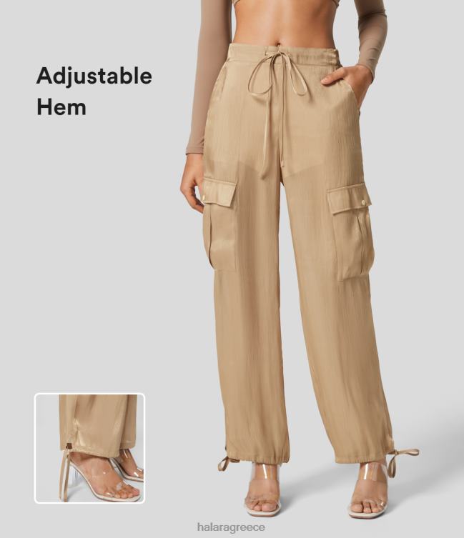 μεσαίο κορδόνι περίσφιξης με πολλές τσέπες ρυθμιζόμενο στρίφωμα casual cargo joggers γυναίκες Halara 4TH8285 είδη ένδυσης μελαχρινός