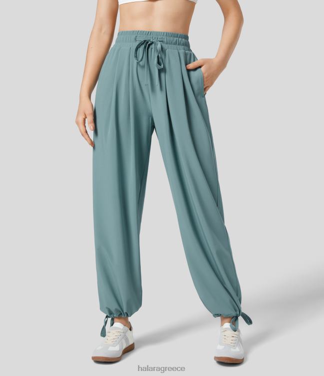 άνετη ψηλόμεση τσέπη με κορδόνι περίσφιξης στο πλάι για γρήγορο στέγνωμα casual jogger γυναίκες Halara 4TH8267 είδη ένδυσης πέτρινο μπλε