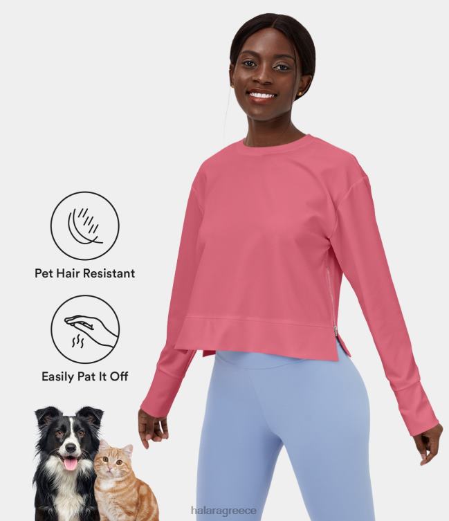 Patitoff flow, ανθεκτικό φερμουάρ για τα μαλλιά κατοικίδιων ζώων, κομμένο casual αθλητικό φούτερ γυναίκες Halara 4TH821972 ενεργά ρούχα τριαντάφυλλο της ερήμου