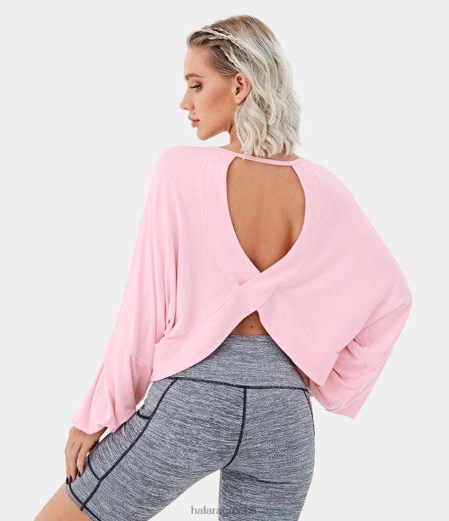 casual αθλητικό φούτερ με μακριά μανίκια εξώπλατο γυναίκες Halara 4TH822008 ενεργά ρούχα μόλις ροζ