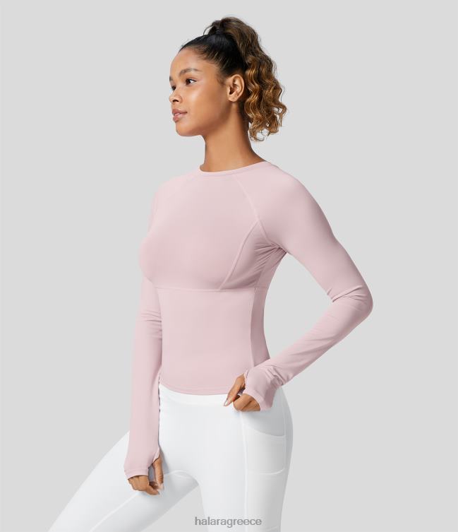 μασίφ μπλούζα γιόγκα με τρύπα αντίχειρα γυναίκες Halara 4TH821792 ενεργά ρούχα απαλό λιλά