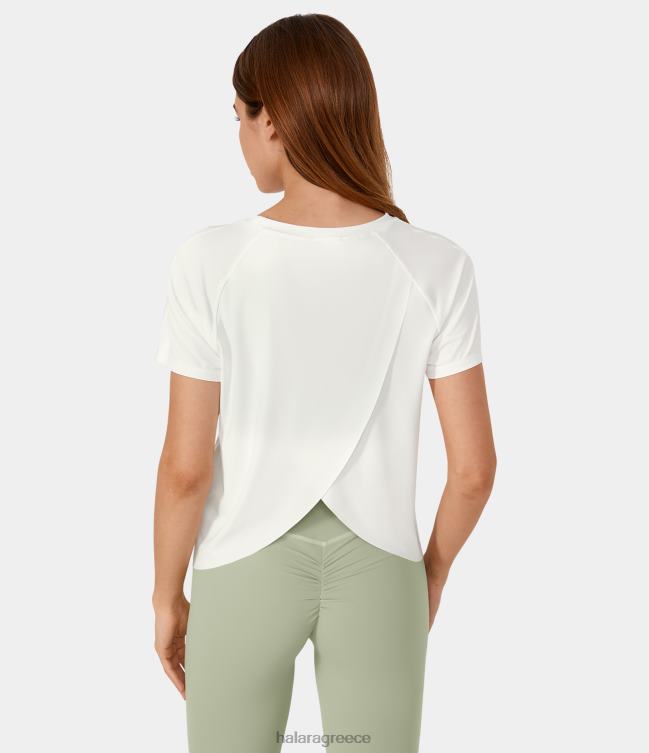 Διχτυωτό δίχτυ αντίθεσης με σπαστό στρίφωμα κοντό μανίκι δροσερό αθλητικό μπλουζάκι γιόγκα γυναίκες Halara 4TH821805 ενεργά ρούχα άσπρο