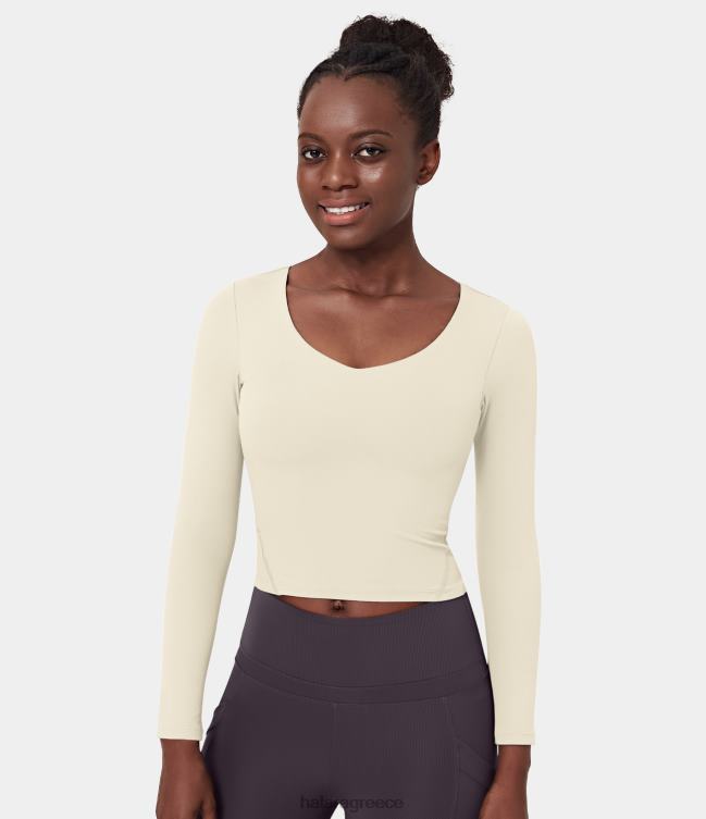 αθλητικό τοπ με μακριά μανίκια λαιμόκοψη γυναίκες Halara 4TH821896 ενεργά ρούχα μοναχικό αστέρι