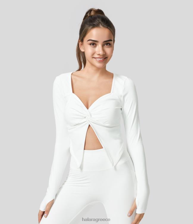 softlyzero βελούδινο στριφτό στριφτό μπλουζάκι για γιόγκα γυναίκες Halara 4TH821933 ενεργά ρούχα άσπρο