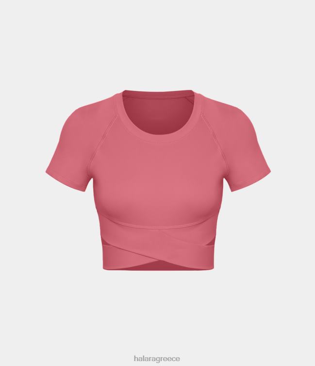 softlyzero βελούδινο crossover στρίφωμα με κομμένο αθλητικό τοπ γυναίκες Halara 4TH821819 ενεργά ρούχα begonia rouge