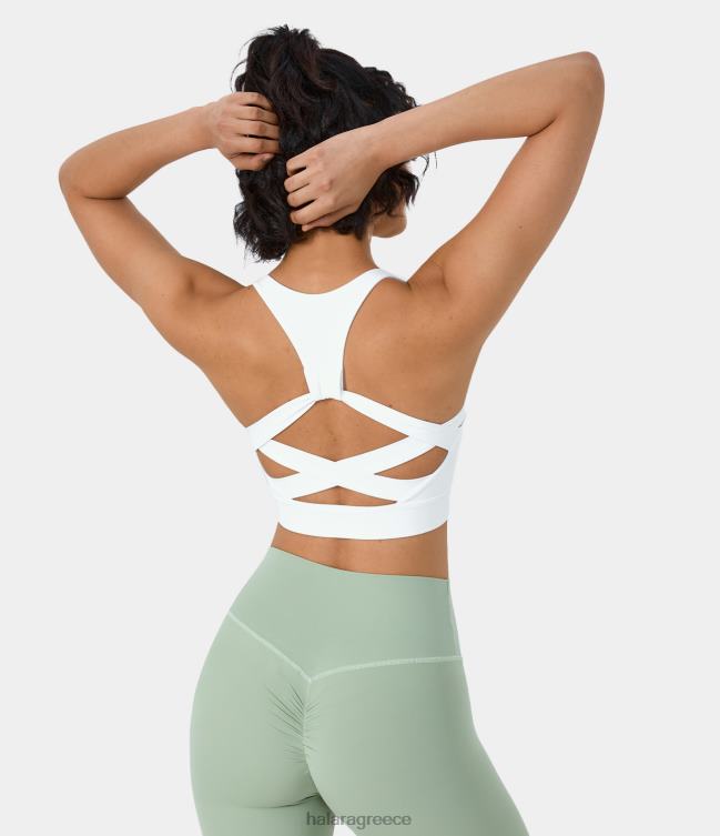 Αθλητικό στηθόδεσμο γιόγκα με χαμηλή πλάτη ράστερ ράχης γυναίκες Halara 4TH821577 ενεργά ρούχα άσπρο