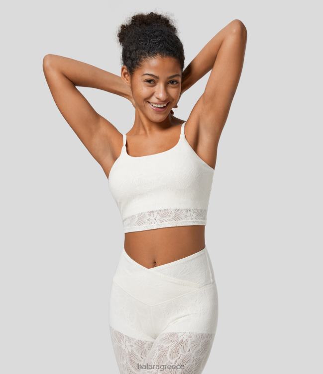 Σπορ σουτιέν γιόγκα με επένδυση δαντέλας χαμηλής στήριξης γυναίκες Halara 4TH821579 ενεργά ρούχα άσπρο