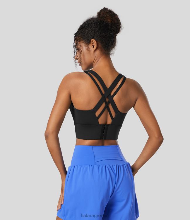 αθλητικό σουτιέν για τρέξιμο με μεσαίο στήριγμα λαιμού γυναίκες Halara 4TH821583 ενεργά ρούχα μαύρος